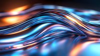 Abstract flowing waves with vibrant blue orange gradients creating dynamic motion blur effect for modern digital backgrounds and contemporary design projects.