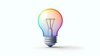 Colorful gradient light bulb on white background, minimalist creative concept for innovation and bright ideas. Clean modern design isolated for business presentations.