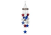 Hanging mobile with red, white, and blue stars on isolated white background, ready for nursery decor, patriotic themes, and design projects like clipart and merchandise applications.