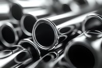 Close-up black and white macro photograph of clarinet keys and holes showing detailed musical instrument texture and craftsmanship in dramatic lighting.