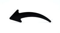 Black curved arrow pointing left isolated on white background for graphic design projects and presentations.