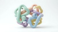 Colorful abstract interlocking shapes in pastel tones create a modern, flowing composition suitable for contemporary design projects and creative backgrounds.