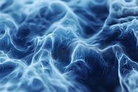 Abstract blue wavy terrain with topographic line pattern creates dynamic flowing landscape effect, suitable for technology and science backgrounds.