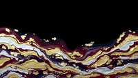 Abstract fluid art with golden, burgundy and blue flowing waves creating dynamic liquid marble texture against black background for modern decor.
