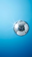 Shiny disco ball with sparkling light rays on blue gradient background for party and nightclub entertainment events.