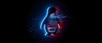 Futuristic digital human head profile with glowing blue and red neon lights, circuit patterns, and particle effects on black background for tech concepts.