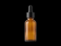 Amber glass dropper bottle isolated on transparent background, ready for T-shirt design, stickers, clipart, print on demand, and sublimation projects.