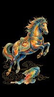 Ornate carousel horse with golden saddle and flowing mane, isolated on transparent background. Ready for t-shirt design, clipart, stickers, sublimation, print-on-demand products, and digital crafts.