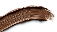 Brown cosmetic smear stroke on white background, creamy makeup texture swatch showing smooth consistency and rich pigmentation. Isolated makeup product sample.
