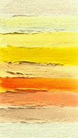 Abstract oil painting with textured layers of yellow, orange, and cream colors creating a warm gradient effect on canvas.