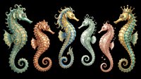 Seahorse collection in various colors and styles isolated on transparent background, ready for t-shirt design, clipart, stickers, sublimation and print-on-demand products.