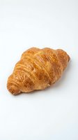 Golden croissant with flaky, buttery layers isolated on white background, ready for bakery, food, and culinary design projects.