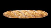 Rustic baguette with golden crust isolated on transparent background, ready for stickers, print on demand, sublimation, clipart, and t-shirt design use.