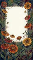 Autumn floral frame with orange and red flowers, decorative border design for invitations, greeting cards, wedding stationery and seasonal projects.