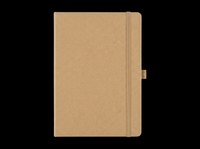 Blank kraft notebook with elastic band closure isolated on transparent background, ready for clipart, print-on-demand, sublimation, t-shirt design, and sticker applications.