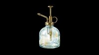 Vintage glass plant mister with brass pump, isolated on transparent background, ready for stickers, print on demand, sublimation, and T-shirt design use.
