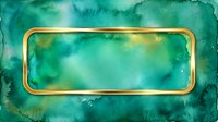 Turquoise watercolor texture with gold rounded rectangle frame on isolated background, suitable for banner design, social media graphics, and digital templates.