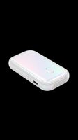 Compact white portable UV sterilizer with iridescent gradient display, isolated on transparent background. Ready for clipart, t-shirt design, print-on-demand, sublimation, and sticker applications.