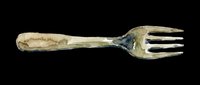 Vintage fork with weathered wooden handle and aged metal tines, isolated on transparent background. Ready for design use on t-shirts, clipart, stickers, print-on-demand products, and sublimation projects.