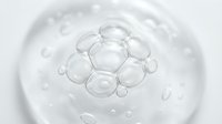 Transparent bubbles and water droplets floating on white background, isolated design element suitable for cosmetics, skincare, and wellness product packaging.