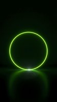 Glowing green neon circle on dark background with floor reflection, futuristic light ring for gaming, tech, and digital design projects.