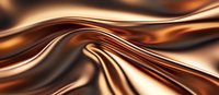 Luxurious flowing copper metallic fabric creates smooth waves and folds with glossy reflective surface texture and dramatic light effects. Elegant abstract background.