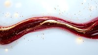 Luxurious burgundy and gold flowing wave with glitter particles and sparkles on light background, elegant abstract design element for festive decoration.