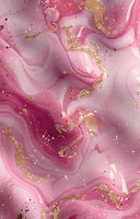 Pink and gold marble abstract background with flowing liquid texture, swirling patterns, and glitter accents creates luxurious design for wallpaper or packaging.