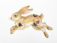 Decorative golden rabbit with jeweled accents, isolated on transparent background. Ready for t-shirt designs, clipart, stickers, sublimation, and print-on-demand products.