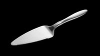 Stainless steel cake server with serrated edge, isolated on transparent background. Ready for kitchen, bakery, and food design use, clipart, stickers, and print on demand.