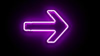 Bright purple neon arrow pointing right with glowing effect on dark background for modern digital design and navigation elements.