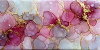 Abstract alcohol ink art with flowing pink purple and gold organic shapes creating luxurious fluid pattern for modern interior design and creative projects.