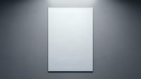 Blank white canvas or poster mockup on gray wall background for artwork display, gallery exhibition, presentation template, advertising space, creative showcase.