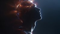 Silhouette profile of person with glowing energy surrounding head, representing consciousness, creativity, and mental power against dark background.