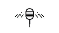 Vintage microphone with sound waves on white background for podcasting, broadcasting, and audio recording projects.