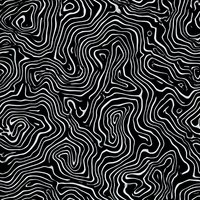 Abstract black and white topographic line pattern with wavy organic curves creating seamless repeating background for modern surface design and textile prints.