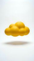 Yellow cloud shape made of lemons floating on white background, creative minimal concept for summer, food art, and fresh design projects.