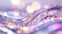 Flowing abstract wave with glowing sparkles and bokeh lights in purple and pink colors creates magical atmosphere for festive backgrounds and designs.