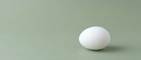 Single white egg on soft green background with minimalist composition for cooking and food photography projects.