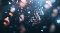 Glowing dollar symbol floating in dark space with bokeh lights and particles, creating magical financial atmosphere for business and investment concepts.