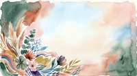 Watercolor floral frame with delicate botanical elements and soft pastel colors creating elegant border for wedding invitations and greeting cards.