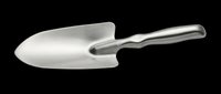 Stainless steel garden shovel with ergonomic handle, isolated on transparent background. Ready for design use on t-shirts, clipart, stickers, print-on-demand products, and sublimation projects.