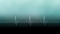Medical heartbeat rhythm line on gradient teal background showing normal cardiac pulse waves for healthcare and wellness concepts.