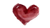 Deep red watercolor heart shape with soft edges and textural brushstrokes on white background, perfect for Valentine's Day designs, wedding invitations, or romantic greeting cards.