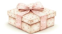 Elegant gift box with polka dot pattern in soft pink and cream colors, decorated with satin bow ribbon. Romantic present packaging for special occasions.