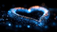 Glowing blue heart shape made of sparkling particles and light effects on dark background for romantic designs and love concepts.