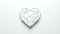 Geometric heart shape with polygonal wireframe design on white background. Modern minimalist love symbol for wedding invitations and romantic projects.