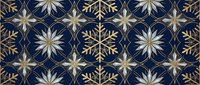 Elegant gold and silver snowflakes on navy blue background creating seamless winter pattern for holiday decorations and festive designs.