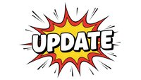 Comic book style update announcement with explosive burst design on white background for web notifications and software alerts.