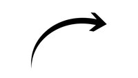 Black curved arrow pointing right on white background isolated for graphic design and presentation use.